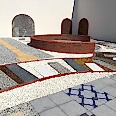 Decorative stone and brick pathway design